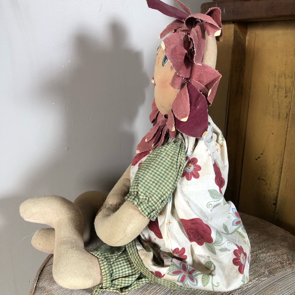 Primitive Flower Doll prim decor rustic country hand painted - Picture 4 of 9